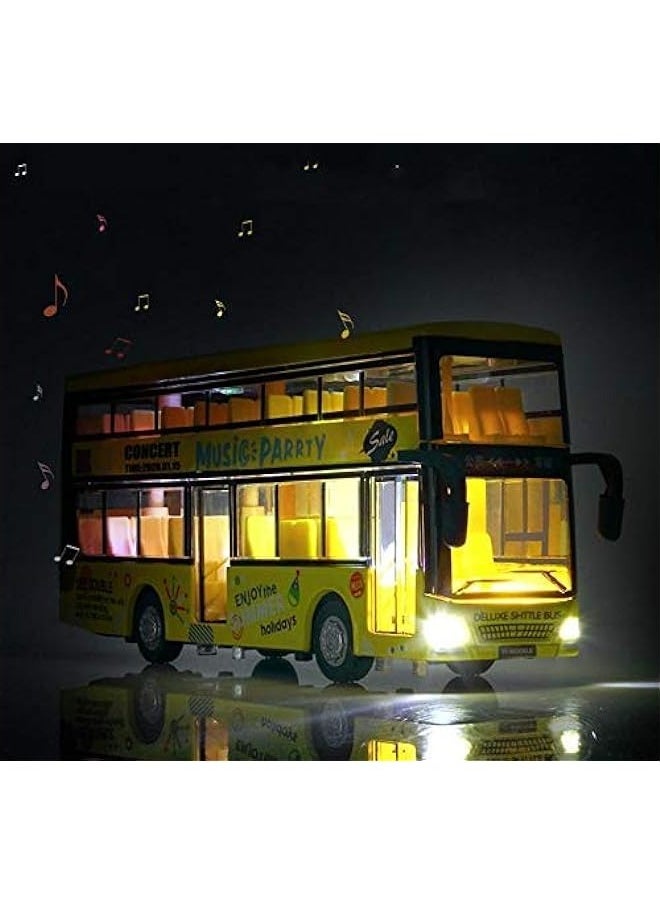DURKU - Alloy Double Decker School Bus Construction Vehicles - Mini Model Car Toys for Kids, Boys, Girls, and Toddlers - Yellow - Image 1