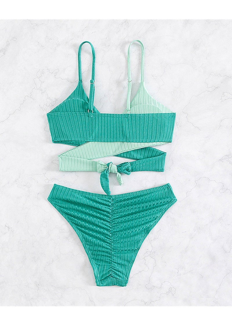 Bikini swimsuit contrasting style straps beach vacation bikini - Image 2