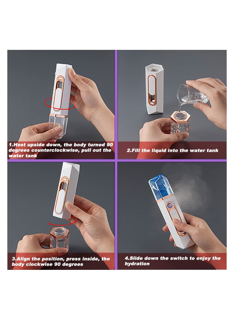 KASTWAVE Nano Facial Mister Nano Mist Sprayer Nano Mist Spray Facial Mister Portable Mini Facial Steamer with Skin Analyzer Moisture Tester Visual Water Tank Usb Rechargeable for Face Moisturizing - Image 5