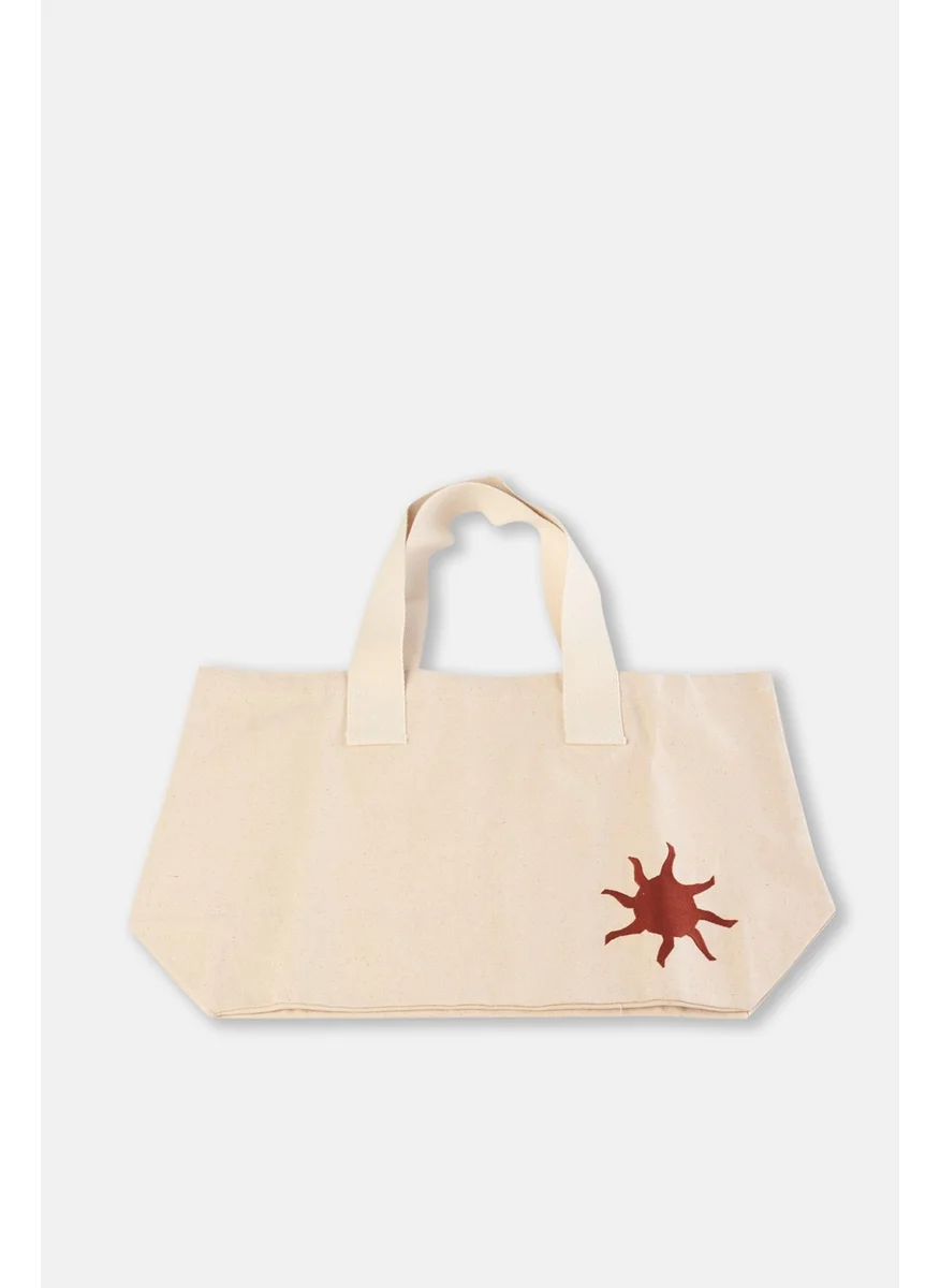 داجي Ecru Women's Large Embroidered Canvas Bag 1