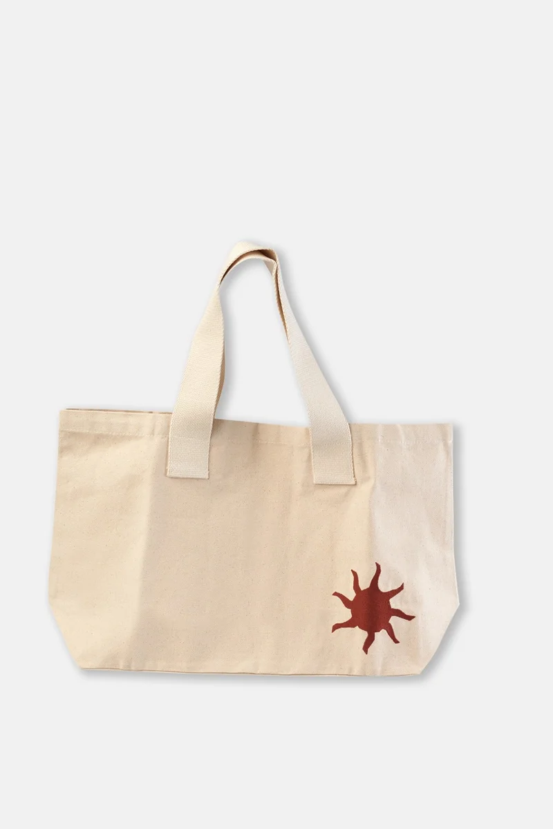 داجي Ecru Women's Large Embroidered Canvas Bag 1