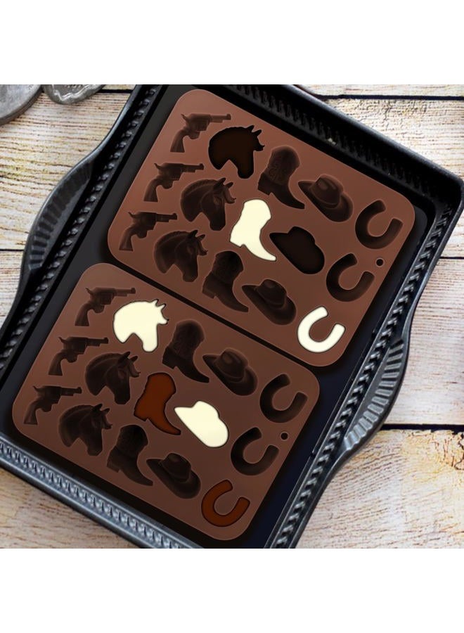 Fuehbur Western Themed Cowboy Candy Silicone Molds 2PCS, Chocolate Jello Moulds with Horse Head Boot Hat Saddle Design, 15 Cavity Ice Mold Pudding Soap Cookie Molds for Cake Desserts Cupcake Making - Image 5