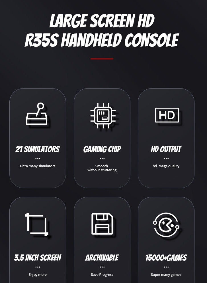 Y&D R35S Open Source Handheld Linux System 3.5 Inch Portable Retro Arcade Nostalgia PS1 Portable Handheld Game Console Portable Gaming Device Retro Gaming Classic Games Emulator Console Pocket Game Player SNES/GBA Emulator - Image 3