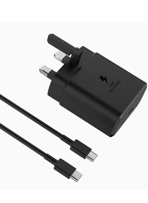 شاحن حائط 45 وات شحن سريع مع قابس بريطاني من USB-C إلى USB-C لأجهزة سامسونج المزودة بكابل من النوع C