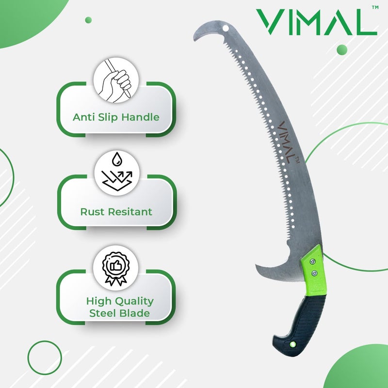 Vimal 10Inch Blade Pruning Saw Heavy Duty Pruning Saw Designed for SingleHand Use Curved Blade Hand Saw with Saw Blade For Pruning Camping Hiking Hunting Cutting Wood etc - Image 3