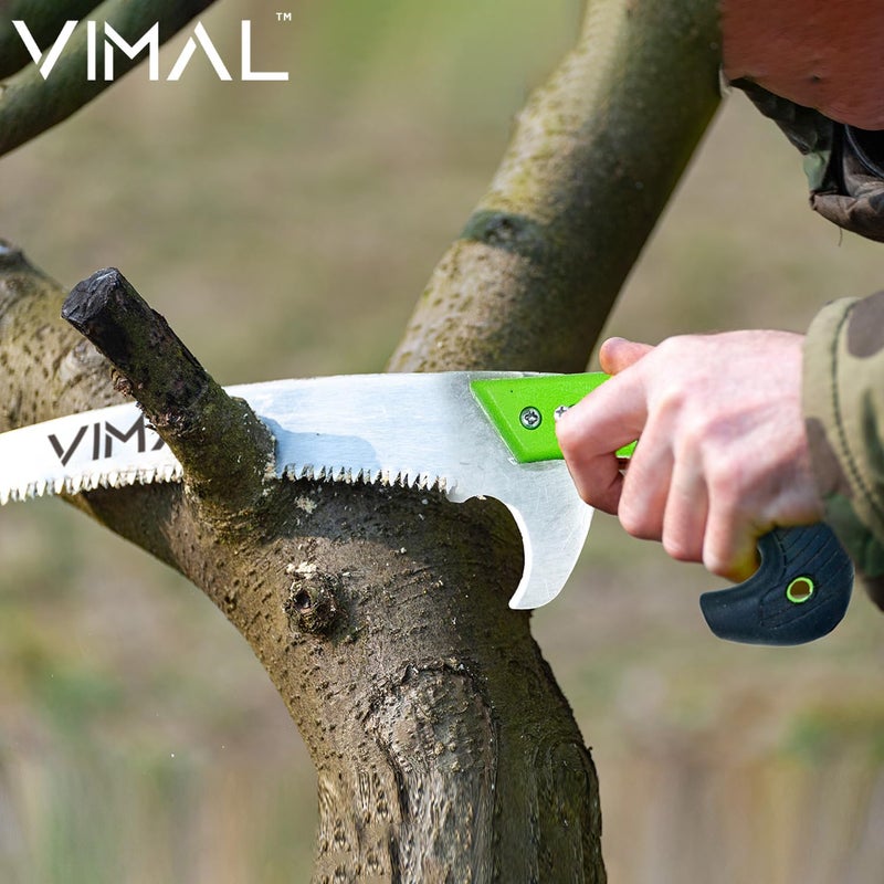 Vimal 10Inch Blade Pruning Saw Heavy Duty Pruning Saw Designed for SingleHand Use Curved Blade Hand Saw with Saw Blade For Pruning Camping Hiking Hunting Cutting Wood etc - Image 4