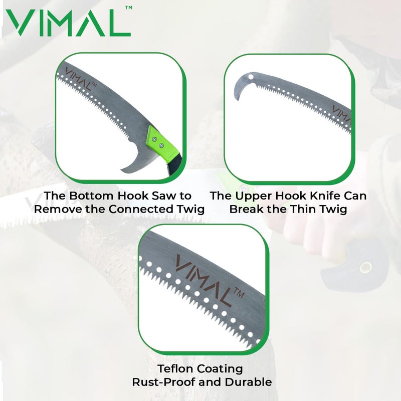 Vimal 10Inch Blade Pruning Saw Heavy Duty Pruning Saw Designed for SingleHand Use Curved Blade Hand Saw with Saw Blade For Pruning Camping Hiking Hunting Cutting Wood etc - Image 5