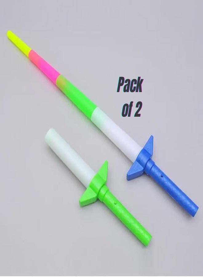WOLVER Sword Weapon Toys with LED Flashing Lights (Pack of 2) | Light Up Role Play Swords for Kids | Fun Pretend Play Weapons for Boys & Girls | Multicolor LED Toy Swords for Parties & Dress-Up Adventures - Image 2