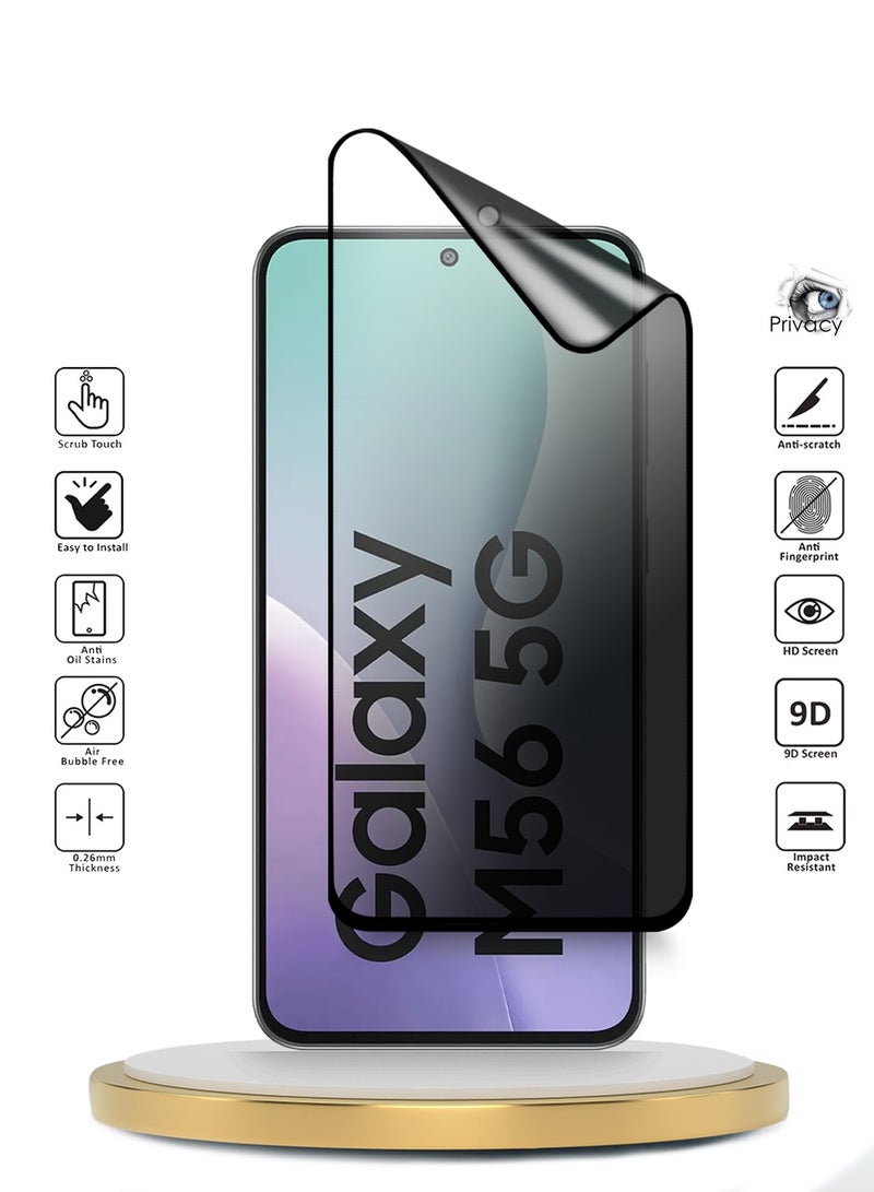 Wtech Samsung Galaxy M56 / Samsung Galaxy F56 5G 2025 Premium Nano Ceramic Privacy Full Glue Full Cover Matte Flexible Screen Protector (MSCNMP) - Clear/Black - Image 2