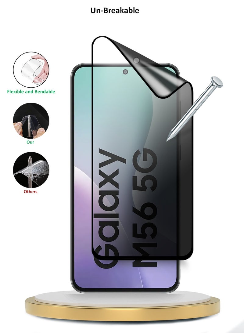 Wtech Samsung Galaxy M56 / Samsung Galaxy F56 5G 2025 Premium Nano Ceramic Privacy Full Glue Full Cover Matte Flexible Screen Protector (MSCNMP) - Clear/Black - Image 4