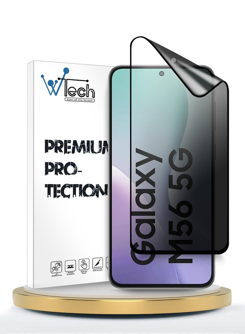 Wtech Samsung Galaxy M56 / Samsung Galaxy F56 5G 2025 Premium Nano Ceramic Privacy Full Glue Full Cover Matte Flexible Screen Protector (MSCNMP) - Clear/Black - Image 1