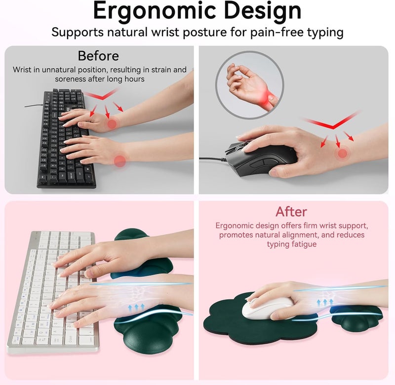 Sushret Memory Foam Cloud Wrist Rest Keyboard Set, 4-in-1: Ergonomic Keyboard Wrist Rest & Mouse Pad, Non-Slip for Office, Gaming and Home Office, Blue - Image 4