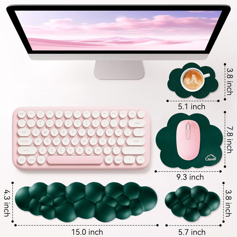 Sushret Memory Foam Cloud Wrist Rest Keyboard Set, 4-in-1: Ergonomic Keyboard Wrist Rest & Mouse Pad, Non-Slip for Office, Gaming and Home Office, Blue - Image 3