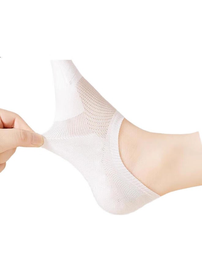 Gujin 5 Pairs Of Women'S Cotton Boat Socks Mesh Short Socks Spring Summer Invisible Socks Antibacterial Ladies White Summer - Image 2