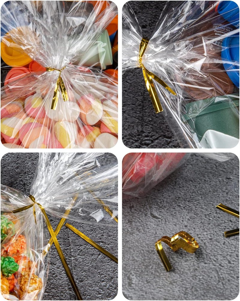 CUDICY 100pcs 10x14 Clear Cellophane Bags with Twist Ties for Gift Wrapping - Image 5