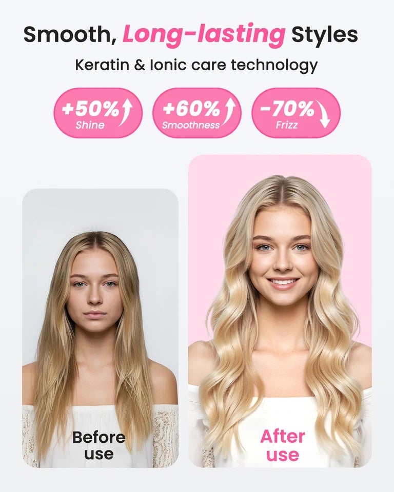 بوبكال فرشاة فرد الشعر Dual Voltage 110-240V Heated Curling Iron Brush, 1.5 Inch Round for Long Dry Hair, Heated Brushes Straightener with 6 Temp Settings, , Blowout - Image 4