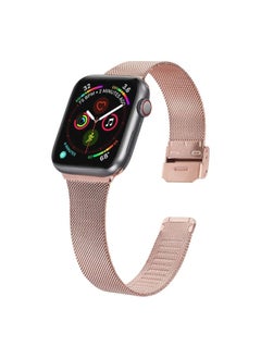 Replacement Strap For Apple Watch Ultra 49mm&Watch Ultra 2 49mm / Series 9&8&7 45mm / SE 3&SE 2&6&SE&5&4 44mm / 3&2&1 42mm Milanese Stainless Steel Watch Band Rose Pink