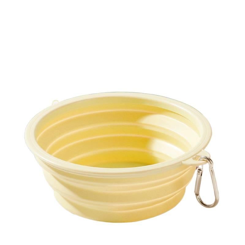 Collapsible 350 ml Silicone Pet Bowl Portable with Design Travel Design and Silicone Build for dogs cats walks and outdoor feeding Yellow finish - Image 1