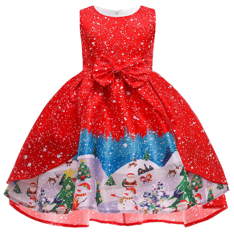 Girls Christmas Dress Christmas Dress Party Costume Childrens Cos Santa Claus Costume Princess Dress SD063-Red