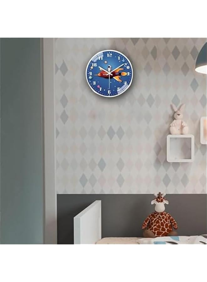 رينكس ساعة حائط للأطفال، تصميم فضائي ادئ، مستوحى م السفر في الفضاء، تعمل الطارية، تاس غرف الصف، وغرف الوم، والحمامات، وغرف المعيشة، والمطاعم، وغرف الأطفال، والمطاخ. - Image 5