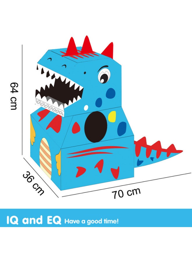 Children DIY Handmade Carton Toy Astronaut Astronaut Can Wear Performance Clothing Carton Dinosaur Science And Education Activities-Color:Medium Blue Dragon - Image 1