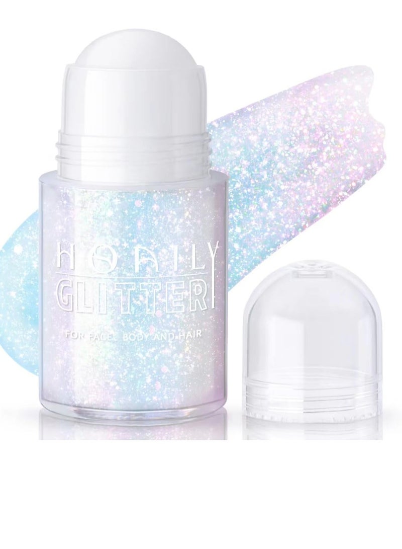 HOSAILY Roll-on Holographic Body Glitter Gel for Body Face Hair, Chameleon Color Changing Glitter Gel Under Light, Chunky Mermaid Sequins Festival Party Body Shimmer Glitter Makeup (8# Sparkling Pink)  - Image 1