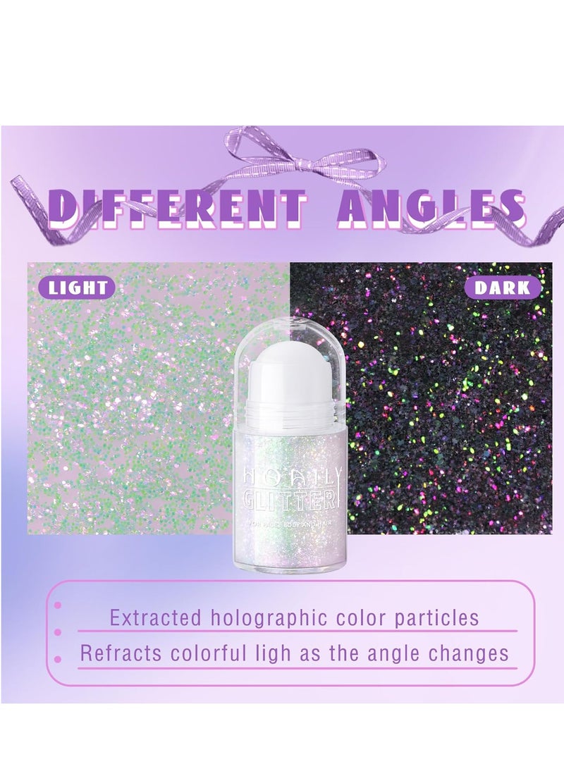 HOSAILY Roll-on Holographic Body Glitter Gel for Body Face Hair, Chameleon Color Changing Glitter Gel Under Light, Chunky Mermaid Sequins Festival Party Body Shimmer Glitter Makeup (8# Sparkling Pink)  - Image 3