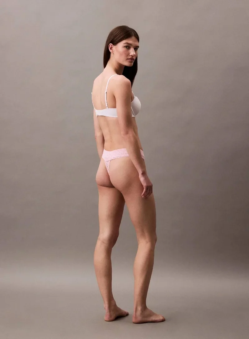 Calvin Klein Buff Pink Low Rise Thong - Icon Logo Lace for Women | Best Price UAE