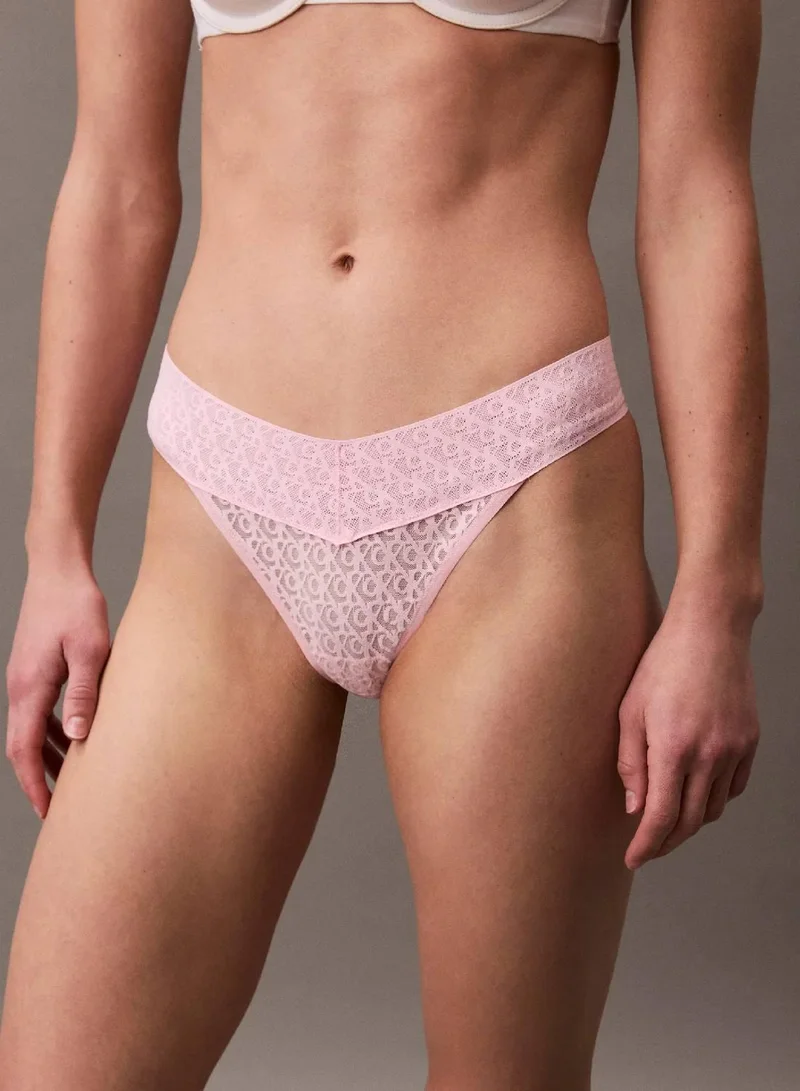 Calvin Klein Buff Pink Low Rise Thong - Icon Logo Lace for Women | Best Price UAE