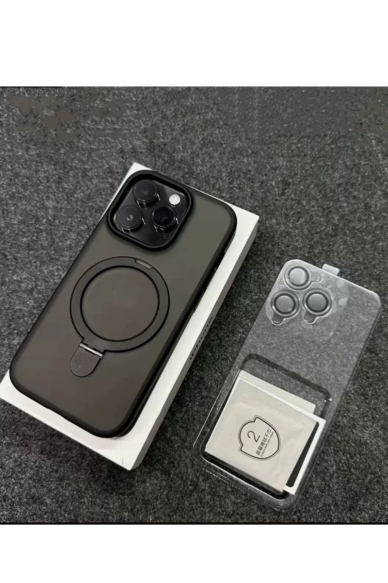 ايليجو حافظة IP 14 Pro مع قاعدة مغناطيسية غير مرئية، 【حماية كاملة ضد الصدمات】غطاء هاتف مع ظهر غير لامع وقاعدة مغناطيسية لـ IP 14 Pro (2022) (أسود) - Image 2
