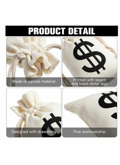 Excefore Money Bags Prop 12 Pcs, 6.3 x 9 Inches Money Bag Dollar Money Bag Costume Sign Carrying Sack for Toy Party Favor, Bank Cowboy Cosplay Theme Party  - Image 3