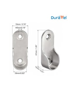 Duravel Duravel Closet Rod End Flange Bracket Supports Furniture Hardware Accessories Wardrobe Tube Support Bracket with Screws Clothes Hanging Rod Holder  - Image 2