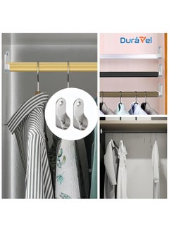 Duravel Duravel Closet Rod End Flange Bracket Supports Furniture Hardware Accessories Wardrobe Tube Support Bracket with Screws Clothes Hanging Rod Holder  - Image 3