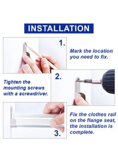 Duravel Duravel Closet Rod End Flange Bracket Supports Furniture Hardware Accessories Wardrobe Tube Support Bracket with Screws Clothes Hanging Rod Holder  - Image 5