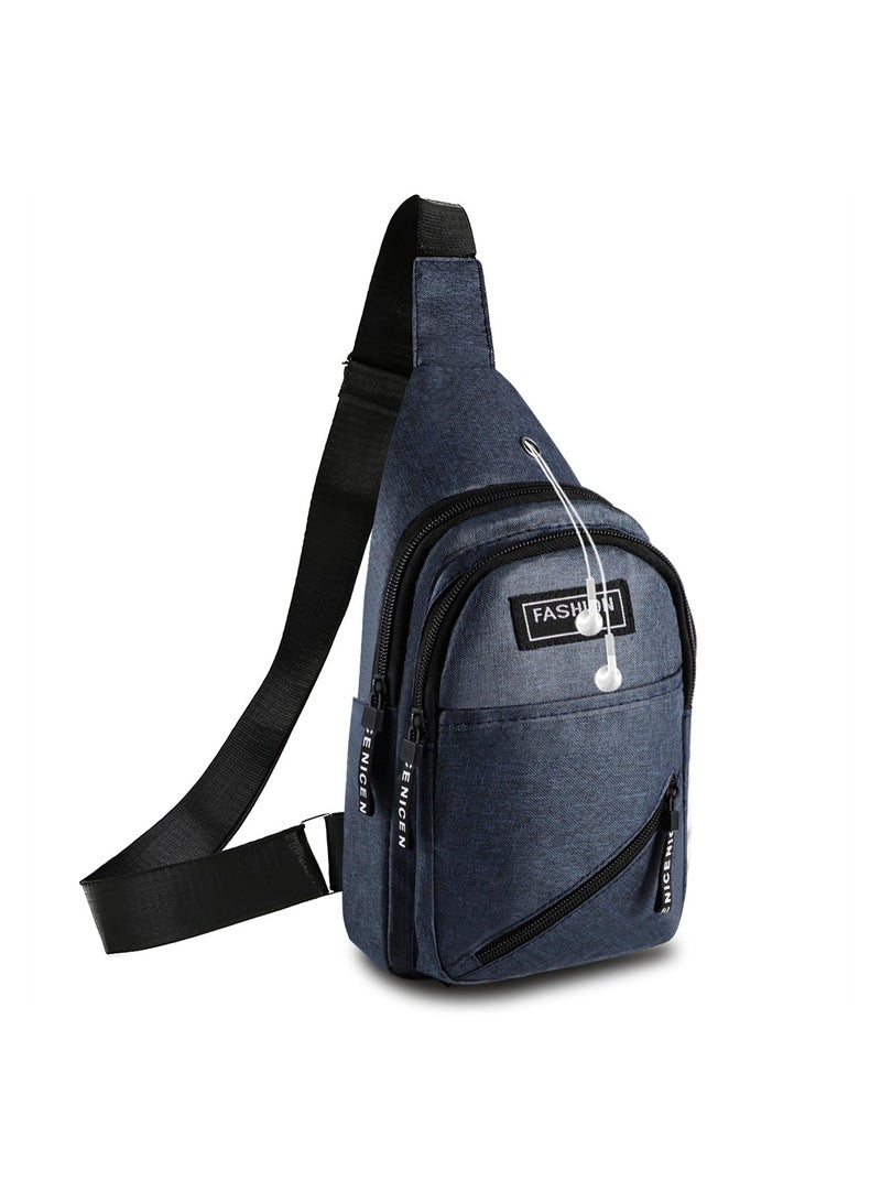 SYOSI Sling Bag for Men Women, Small Rucksack Lightweight Nylon Backpack Anti-theft Casual Men Women Chest Bag, Slim Cross Body Bag for Hiking Cycling Running Outdoor Travelling (Bule) - Image 1