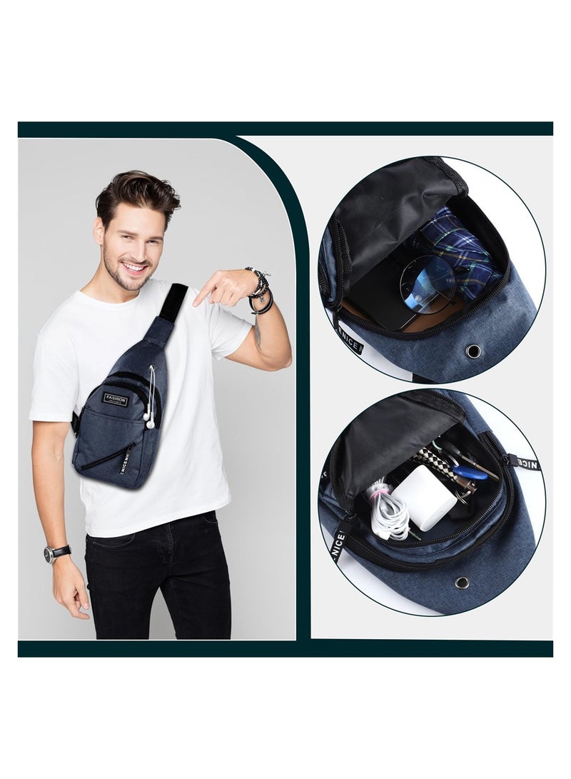 SYOSI Sling Bag for Men Women, Small Rucksack Lightweight Nylon Backpack Anti-theft Casual Men Women Chest Bag, Slim Cross Body Bag for Hiking Cycling Running Outdoor Travelling (Bule) - Image 3