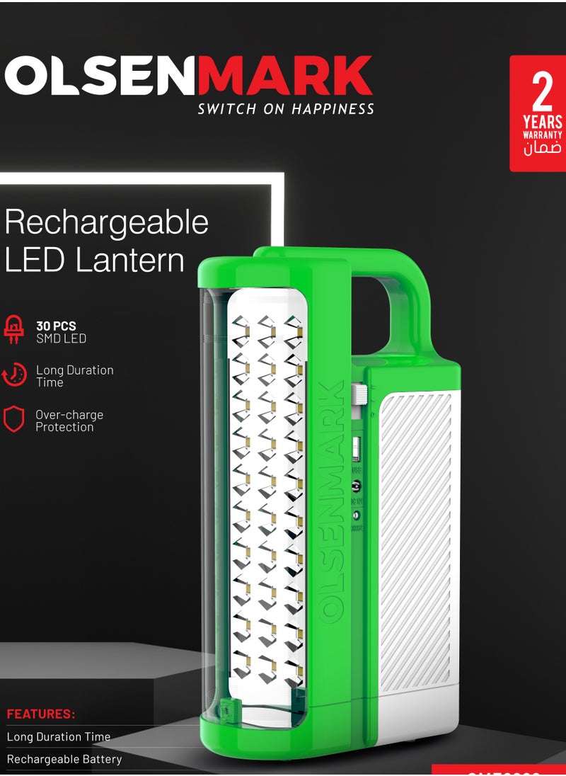 Olsenmark - فانوس طوارئ LED قابل لإعادة الشحن من Olsenmark OME2829، 30 قطعة LED، إعدادان للسرعة، وقت تشغيل 90 ساعة، حماية من الشحن الزائد، محمول، خفيف الوزن، مقبض حمل - Image 1