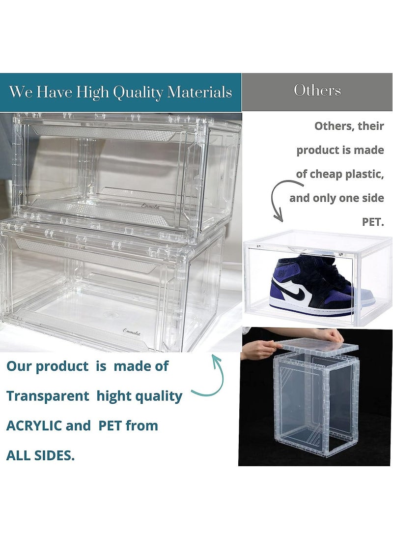 Arabest - SET 2 Magnetic Drop front Shoe Box, Clear Acrylic Shoe Storage, Stackable storage Bins, Sneaker collection box and Shoe Display case - Image 1