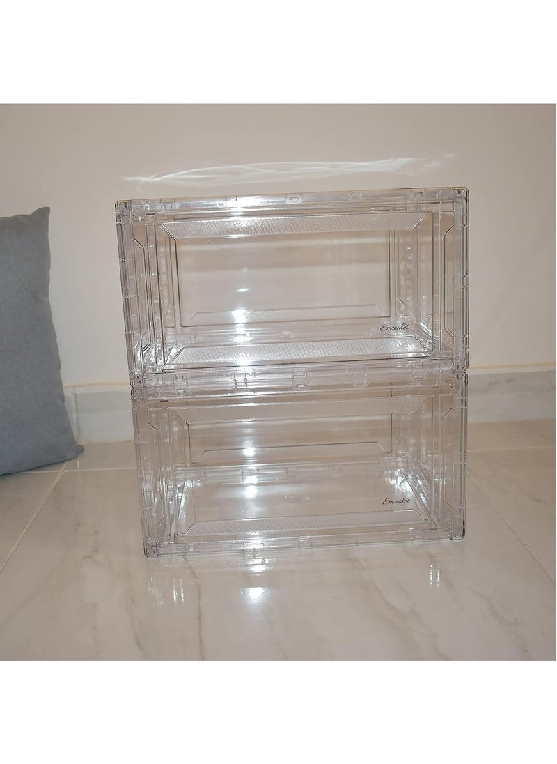 Arabest - SET 2 Magnetic Drop front Shoe Box, Clear Acrylic Shoe Storage, Stackable storage Bins, Sneaker collection box and Shoe Display case - Image 1