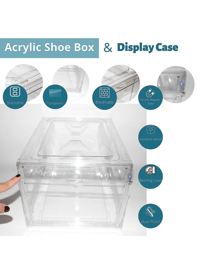 Arabest - SET 2 Magnetic Drop front Shoe Box, Clear Acrylic Shoe Storage, Stackable storage Bins, Sneaker collection box and Shoe Display case - Image 1