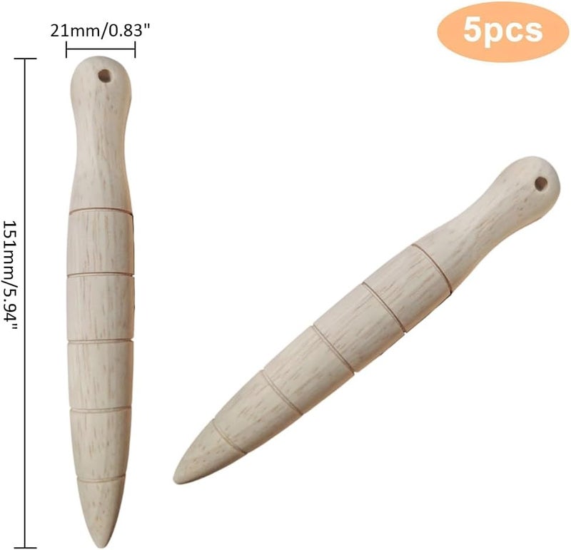 CHGCRAFT 5Pcs Wooden Plant Dibber Wood Garden Dibber seedsDibbler Dibber Bulb Seedling Planting Tools Gardeners Planting Tool for Seedlings - Image 2