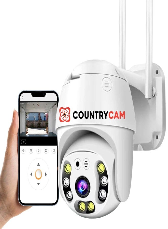COUNTRYCAM كاميرا مراقبة خارجية ذكية لاسلكية بتقنية الواي فاي من COUNTRYCAM بدقة 5 ميجابكسل | رؤية ليلية ملونة | صوت ثنائي الاتجاه | تتبع الحركة | وضع التجوال | مقاومة للماء والغبار بمعيار IP66 | تدعم بطاقة ذاكرة مايكرو SD بسعة 128 جيجابايت (غير مرفقة) - Image 1