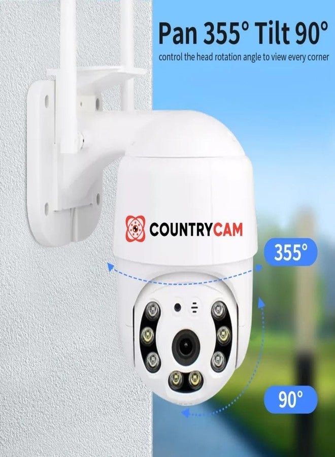COUNTRYCAM كاميرا مراقبة خارجية ذكية لاسلكية بتقنية الواي فاي من COUNTRYCAM بدقة 5 ميجابكسل | رؤية ليلية ملونة | صوت ثنائي الاتجاه | تتبع الحركة | وضع التجوال | مقاومة للماء والغبار بمعيار IP66 | تدعم بطاقة ذاكرة مايكرو SD بسعة 128 جيجابايت (غير مرفقة) - Image 2