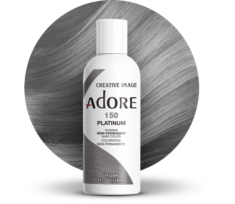 Adore Semi Permanent Hair Color (150 Platinum) | Vegan & Cruelty-Free Gray Hair Dye | No Ammonia, No Peroxide, No Alcohol | 4 Fl Oz (Pack of 1) - Image 1