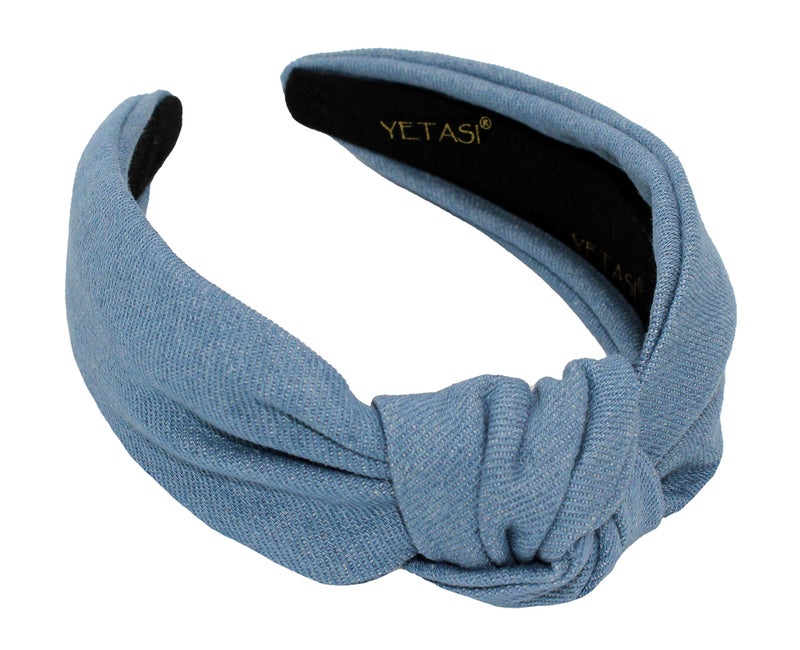 YETASI Denim Light Blue Headband is Trendy Headbands for Women are Long Lasting Jean Knotted is a Top Knot Head band Girls Fashion Designer