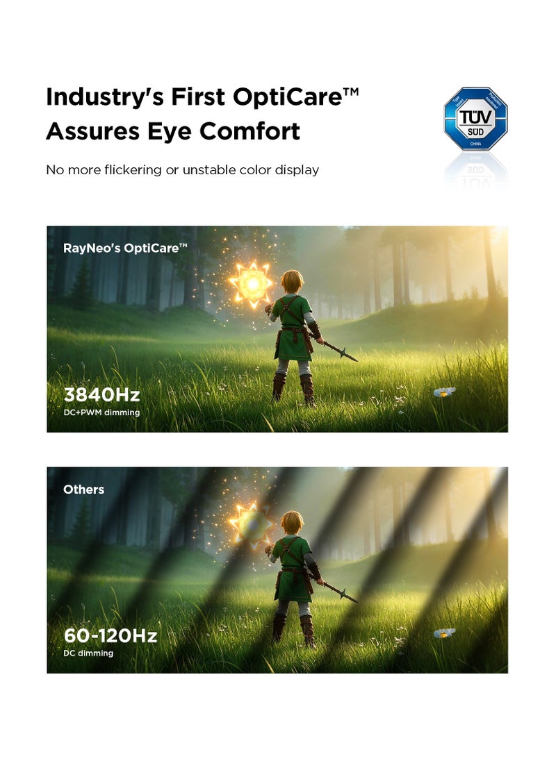 RayNeo Air 3s AR/XR Smart Glasses - 4 Speakers, 201" 120Hz FHD OLED Display, Binge-Watcher/Gamer Glasses for iPhone 16/15 series, iPad.