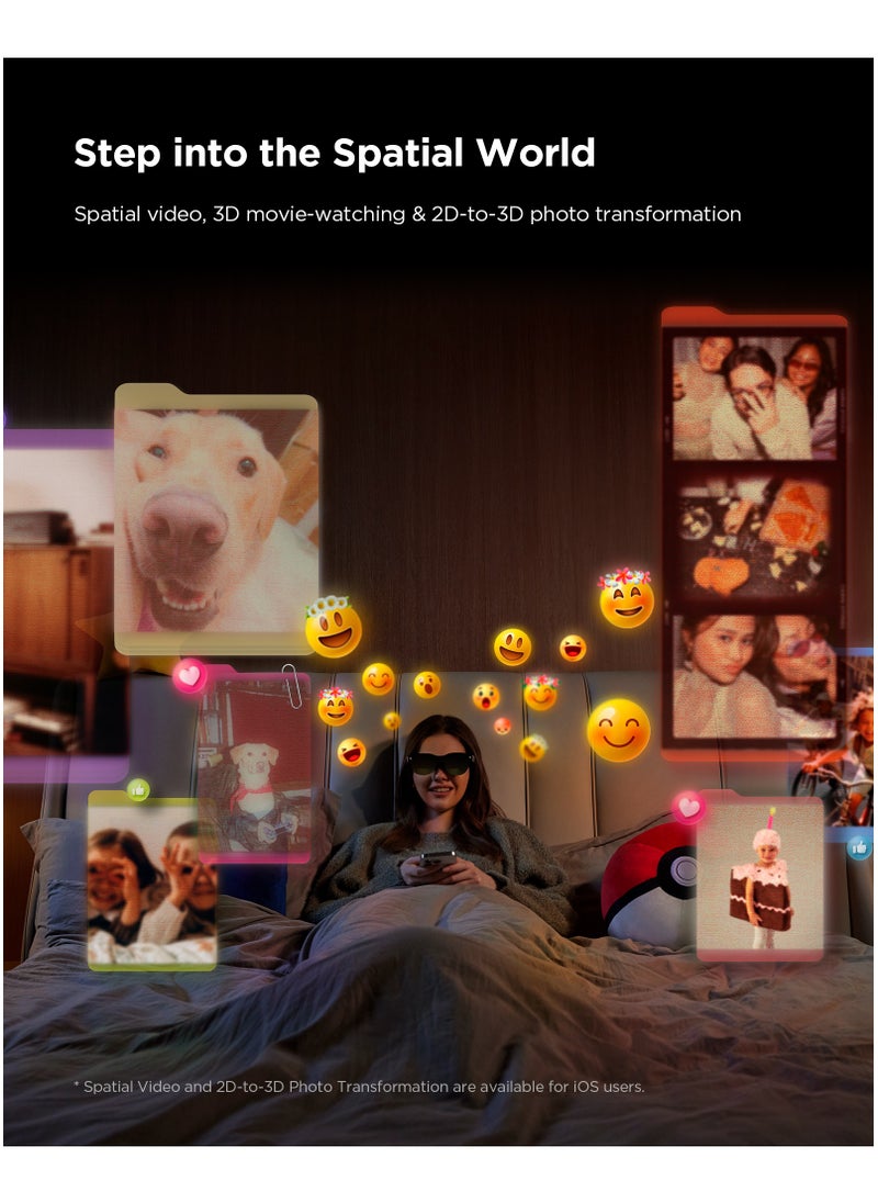 RayNeo Air 3s AR/XR Smart Glasses - 4 Speakers, 201" 120Hz FHD OLED Display, Binge-Watcher/Gamer Glasses for iPhone 16/15 series, iPad.
