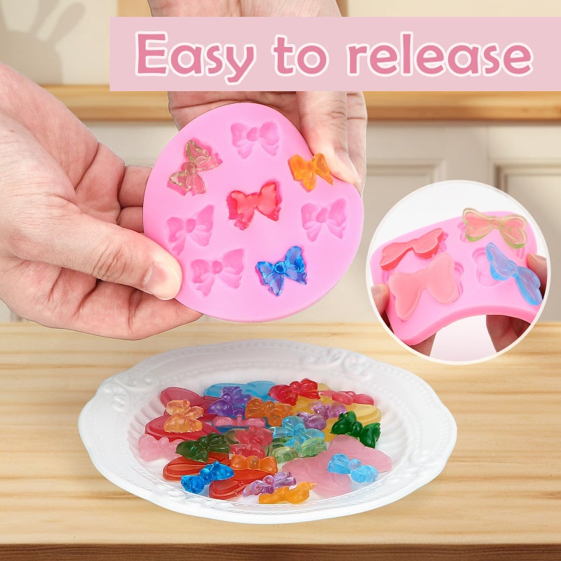 KINYFY 3 Pcs Bow Silicone Chocolate Molds, Bows Fondant Molds, Bows Candy Mold for Party DIY Cupcake, Chocolate, Candy, Jelly, Gummy, Ice Cubes (Bow) - Image 3