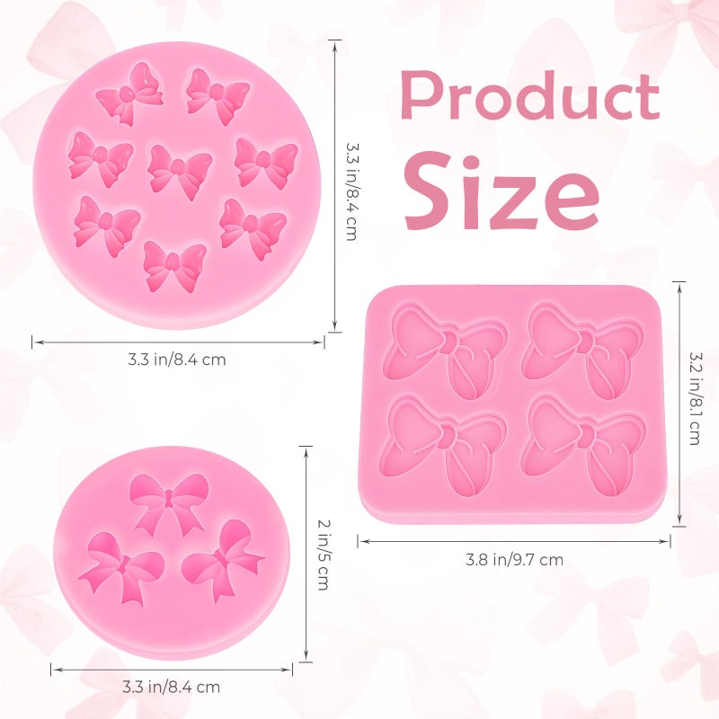 KINYFY 3 Pcs Bow Silicone Chocolate Molds, Bows Fondant Molds, Bows Candy Mold for Party DIY Cupcake, Chocolate, Candy, Jelly, Gummy, Ice Cubes (Bow) - Image 2
