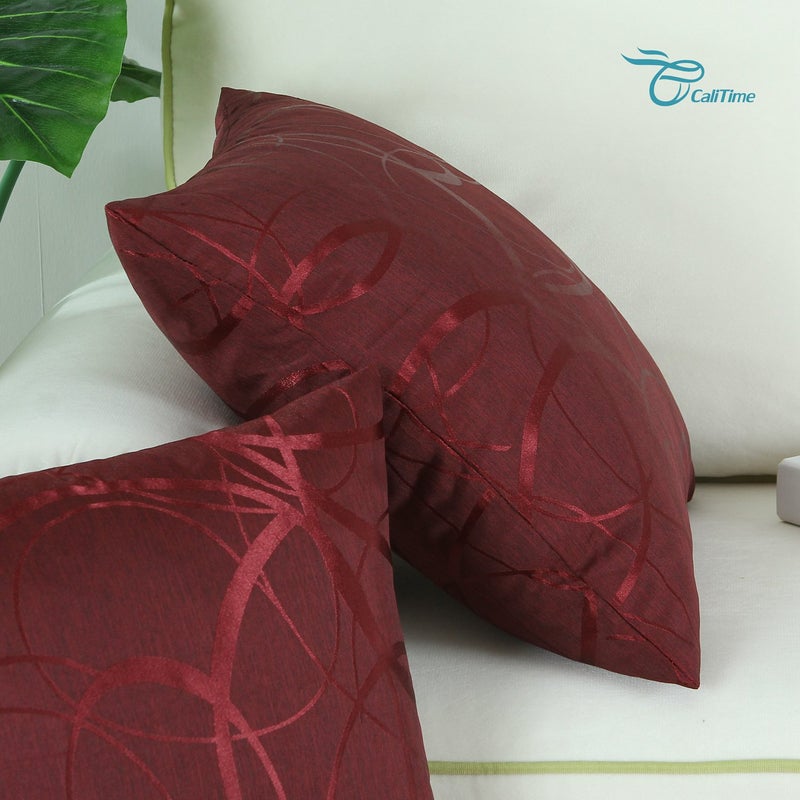 CaliTime CaliTime Throw Pillow Covers Pack of 2 Modern Shining & Dull Contrast Circles Rings Accent Geometric Cushion Cases Shells for Couch Sofa Home Decor 22 X 22 Inches Burgundy  - Image 5